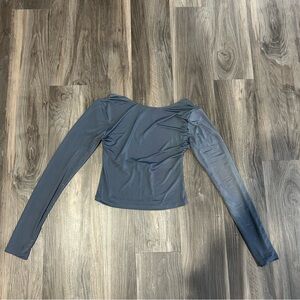 Womens long sleeve grey/purple backless top